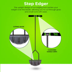 Yard Butler step edger cushioned handle closeup for comfortable grip