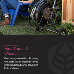 Yard Butler wheel and axle detail depicting stable rolling and smooth transport