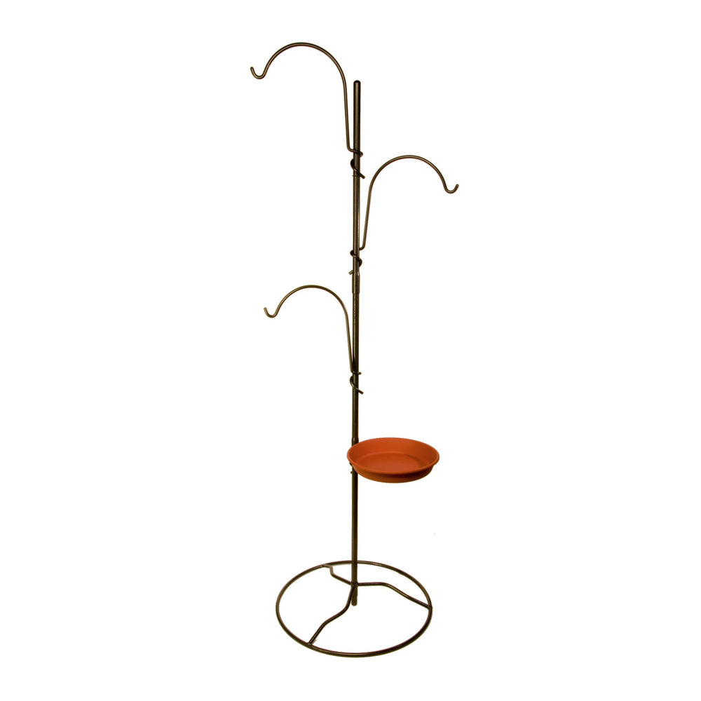 Yard Butler front view of freestanding bird center showing hooks and base, durable display