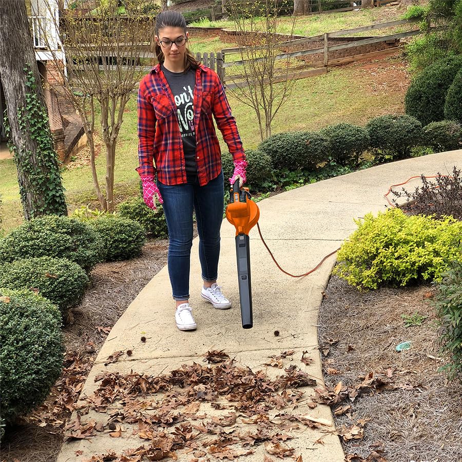 Yard Force blower in use clearing leaves quickly for faster yard cleanup