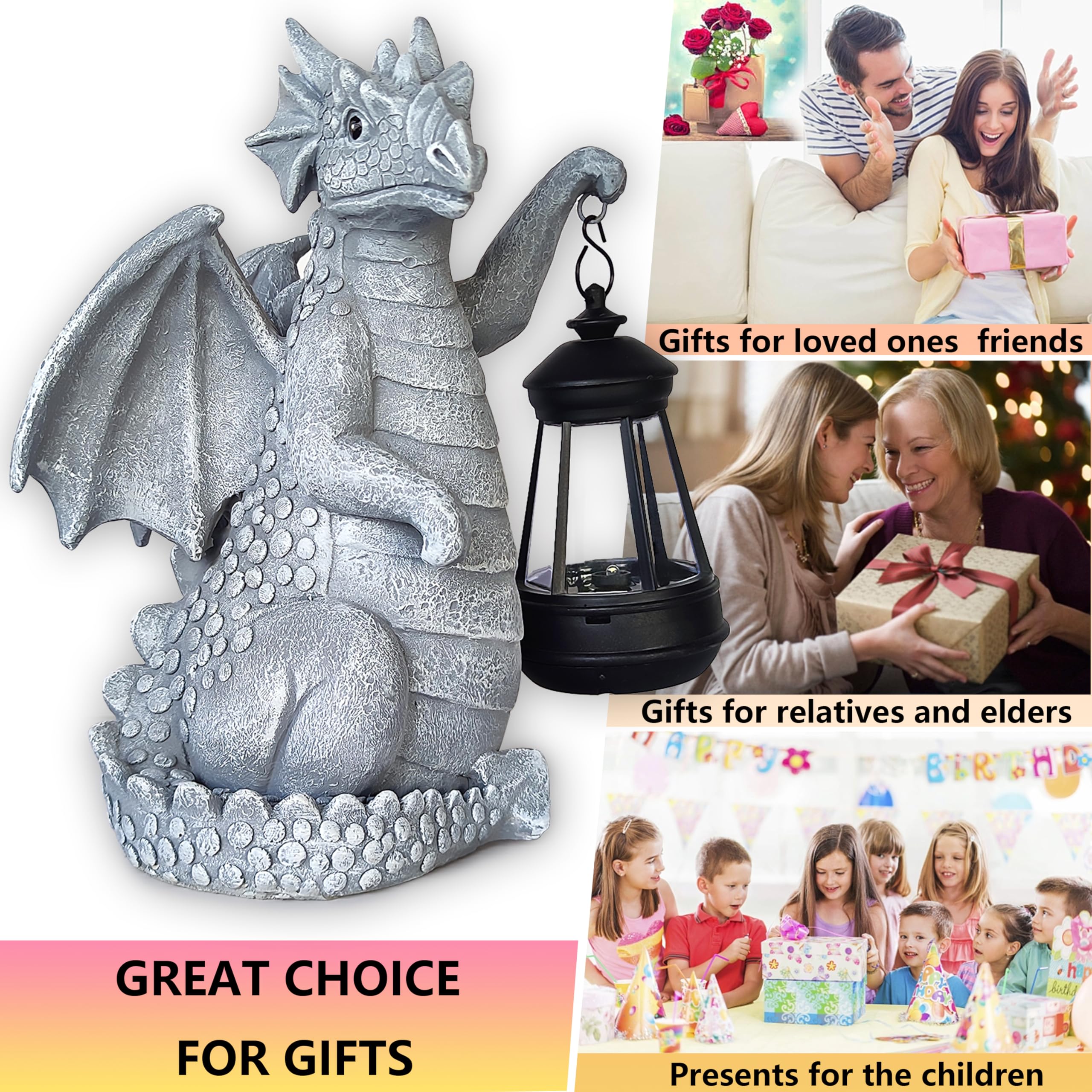Yardancer dragon placed in garden setting among flowers to accent landscape design
