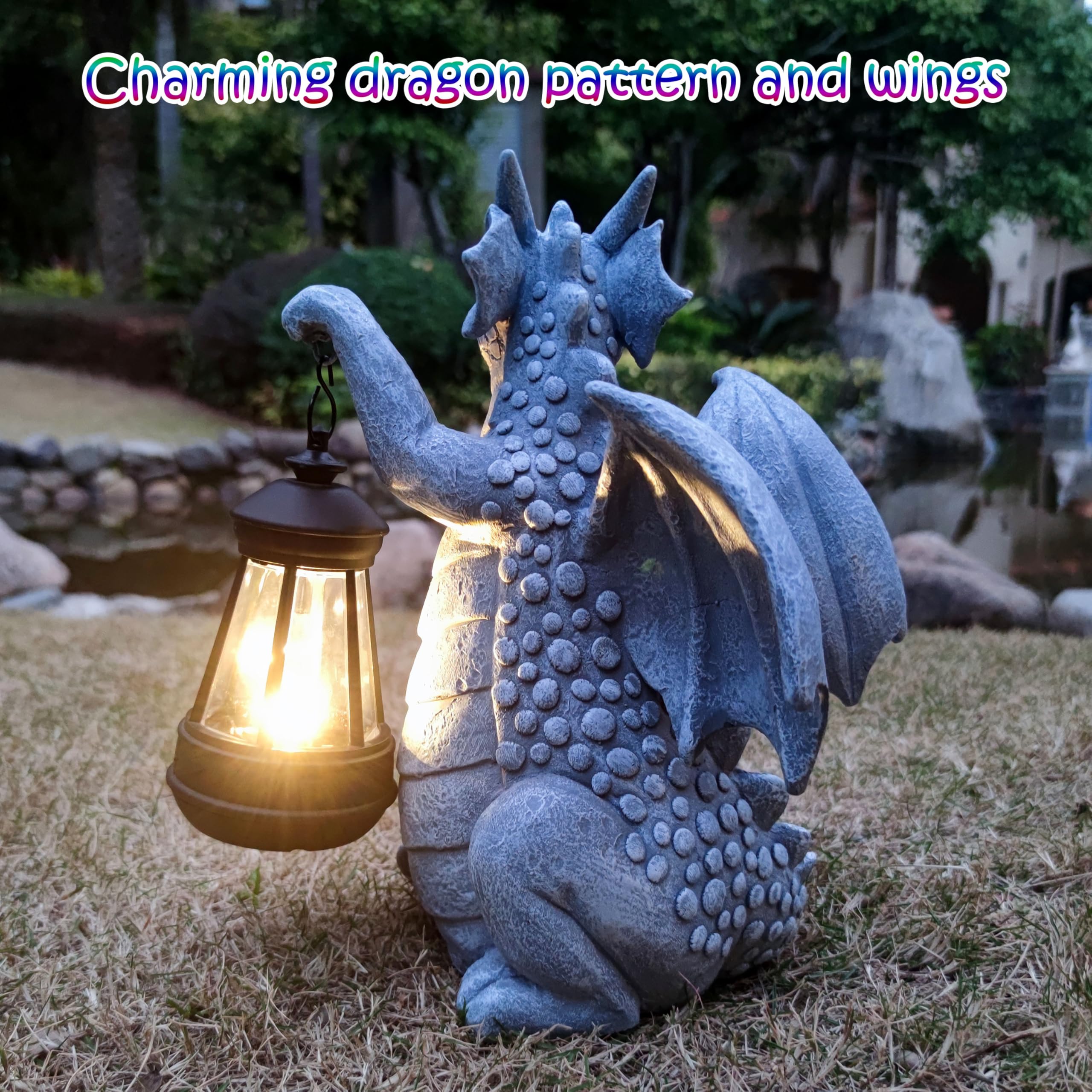 Yardancer dragon textured resin finish close-up showing weather-resistant material and durability