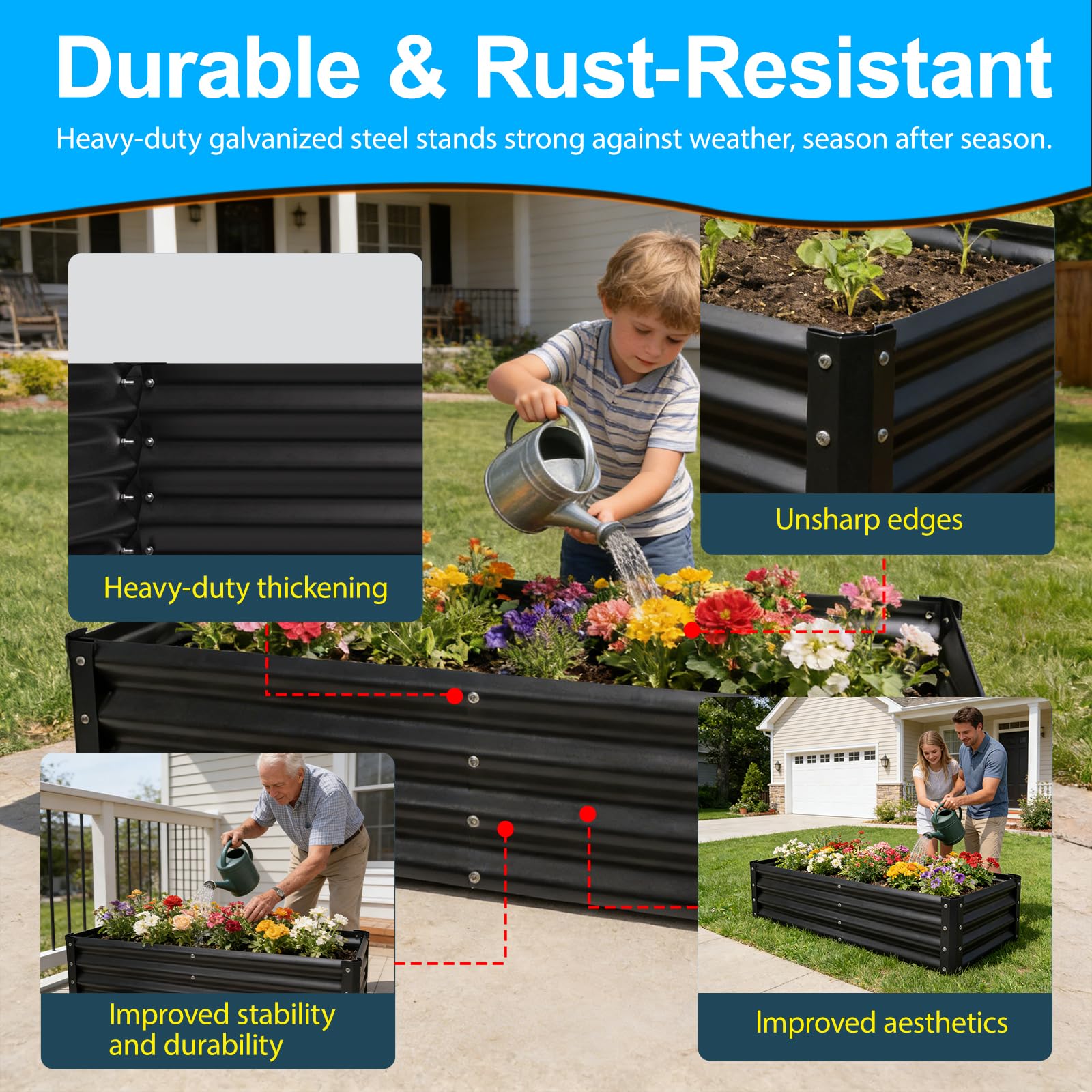 Yardbliss corner join detail showing quick assembly and secure fit