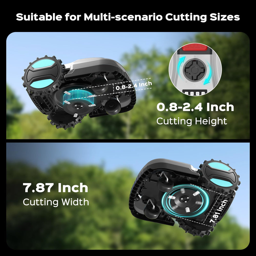YARDCARE bumper sensor detail showing collision detection for safer yard protection benefit