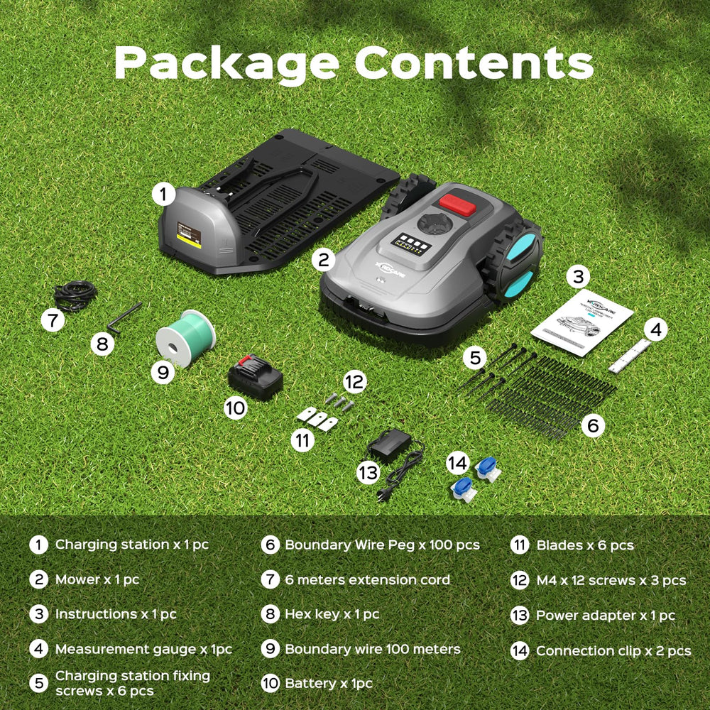 YARDCARE next to a shoe showing size and scale for compact footprint benefit