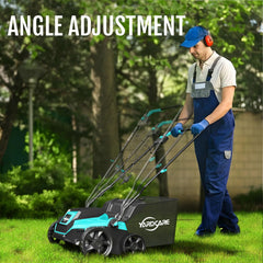 YARDCARE detachable 10.5-gallon thatch bag attached for efficient cleanup