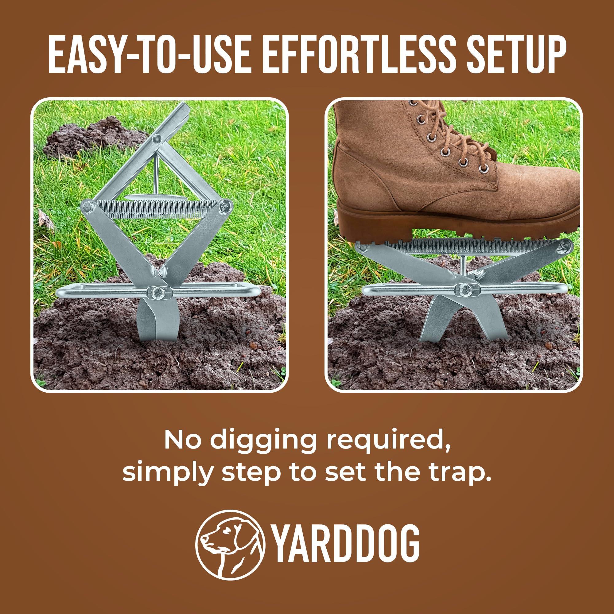 YARDDOG trap next to ruler showing compact size benefit