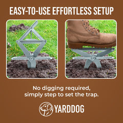 YARDDOG trap next to ruler showing compact size benefit