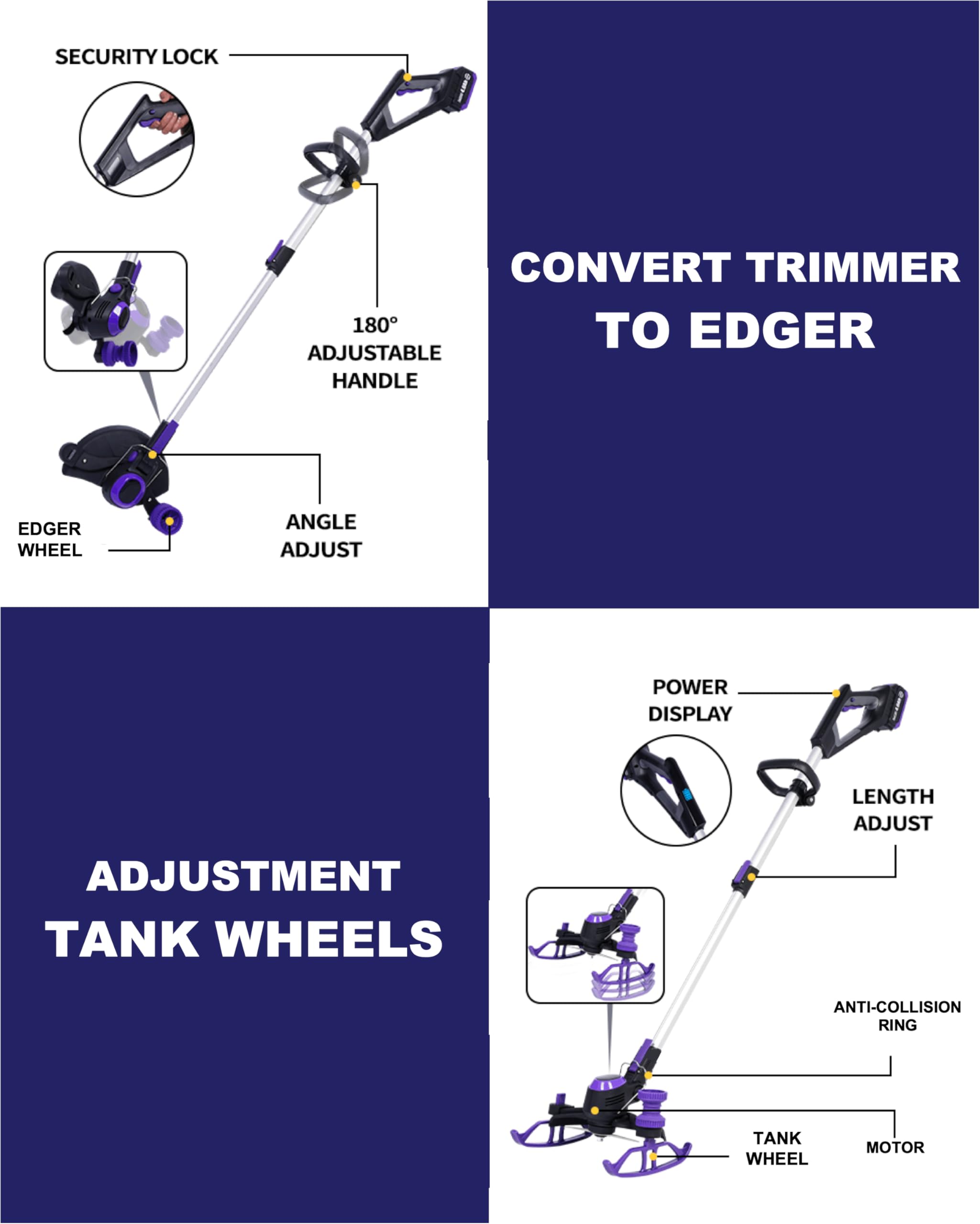YardEz adjustable shaft beside ruler for reach customization