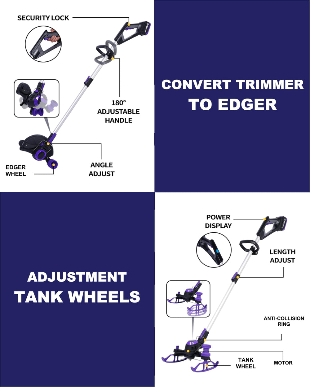 YardEz adjustable shaft beside ruler for reach customization