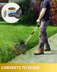 YardEz steel and saw blades layout for heavy weed cutting versatility benefit