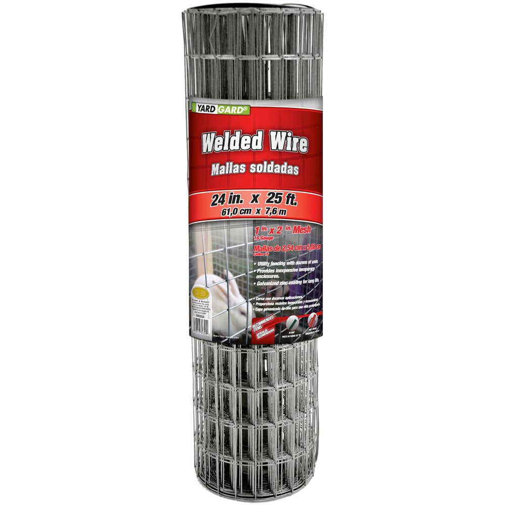 YARDGARD front view of rolled welded wire fence showing dimensions and finish benefit