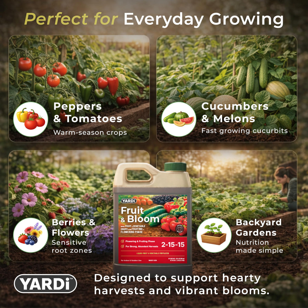 YARDi usado con adaptador de manguera aplicando fertilizante eficiente