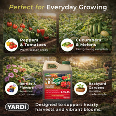 YARDi usado con adaptador de manguera aplicando fertilizante eficiente