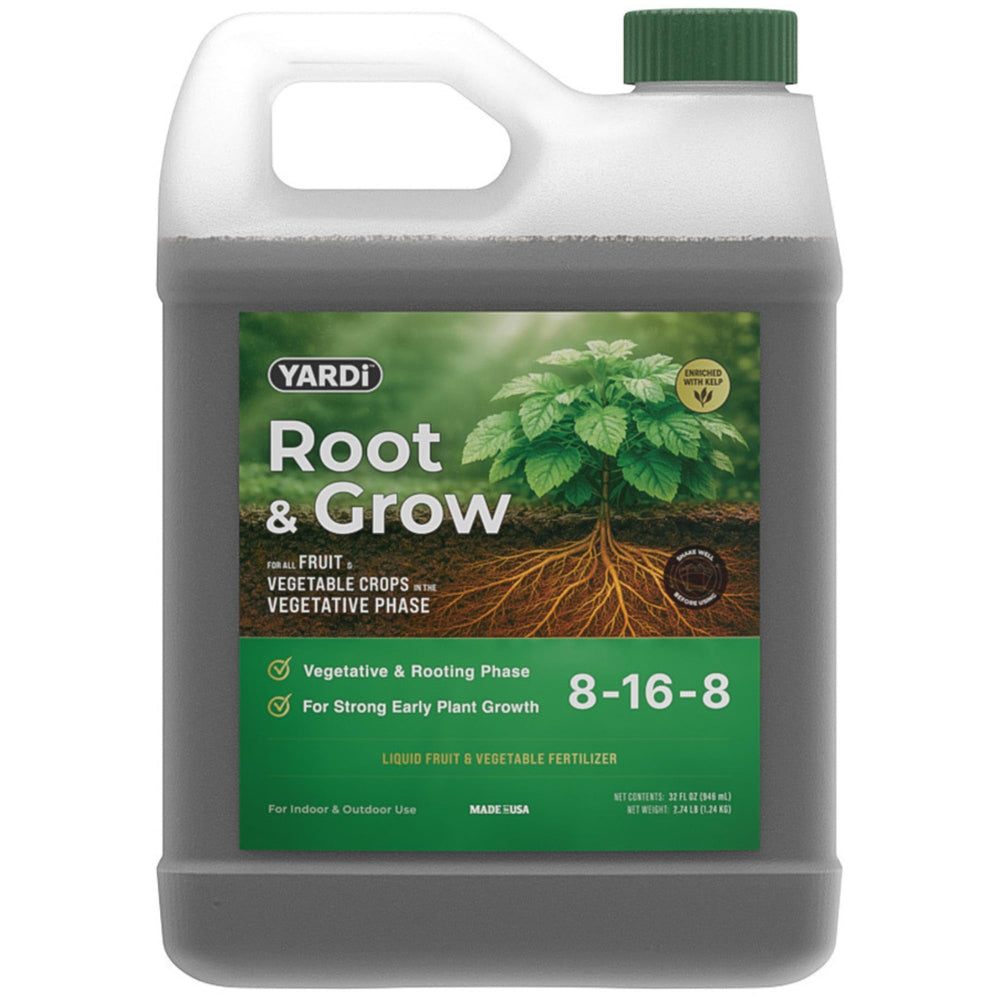 YARDi bottle front label showing 8-16-8 formula and benefits