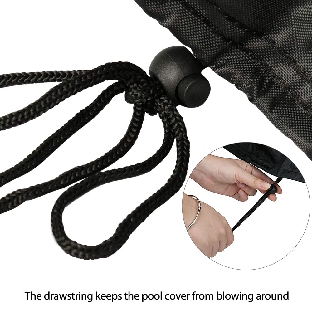 YardJoyliz edge fit showing 12-inch depth for snug pool coverage