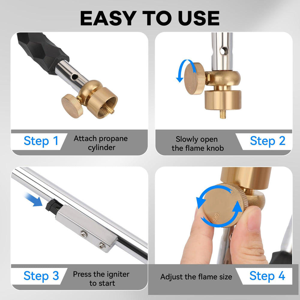 Yardwizard igniter button with active flame for quick, match-free starts