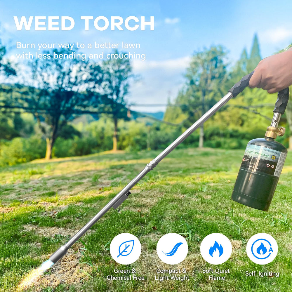 Yardwizard lighting a campfire demonstrating versatile outdoor utility