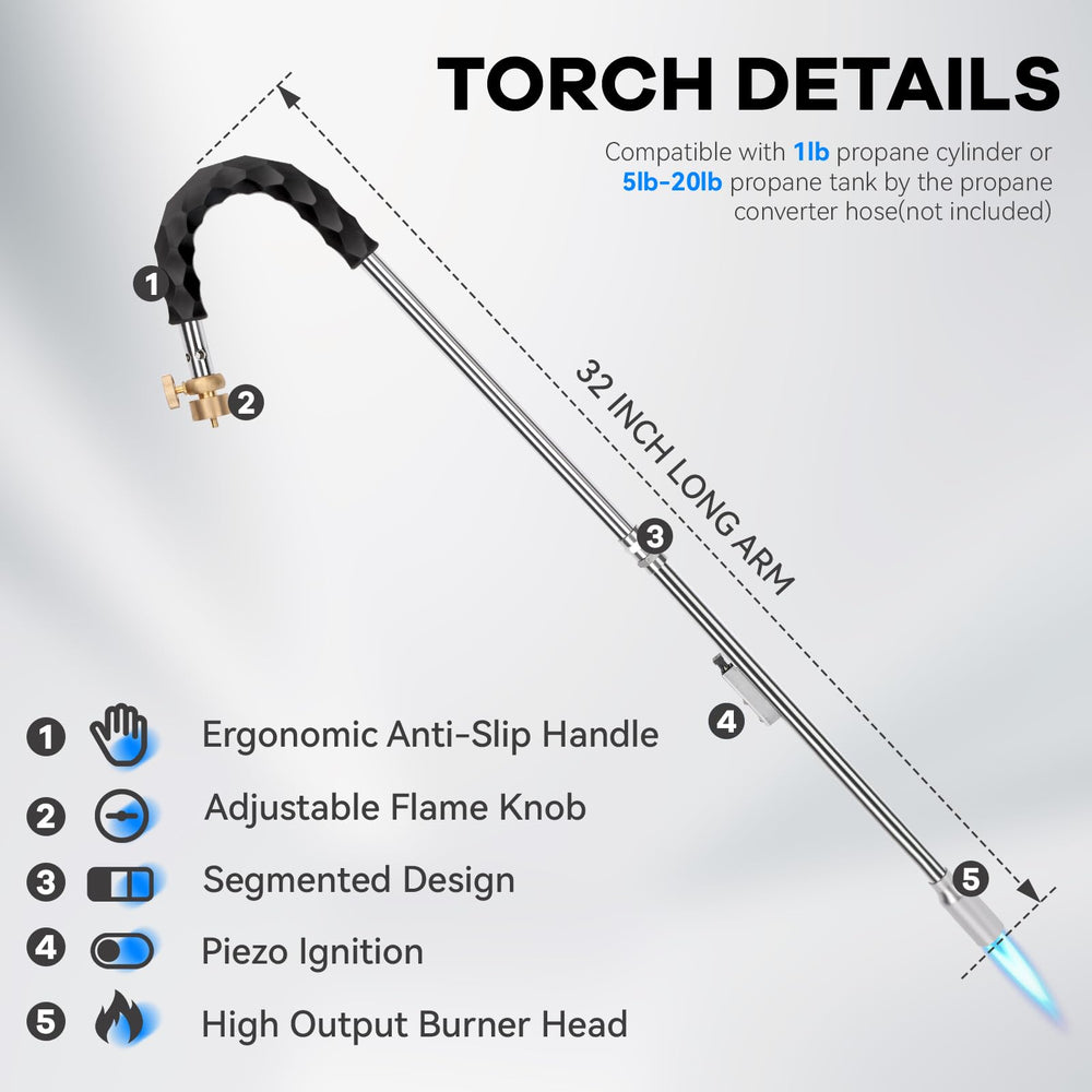 Yardwizard close-up of 32 inch long arm and ergonomic handle for comfort