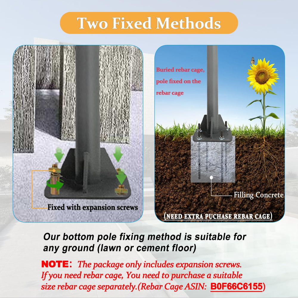 YarPoole reinforced 4-plate steel base close-up showing improved stability benefit