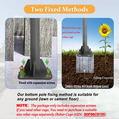 YarPoole reinforced 4-plate steel base close-up showing improved stability benefit