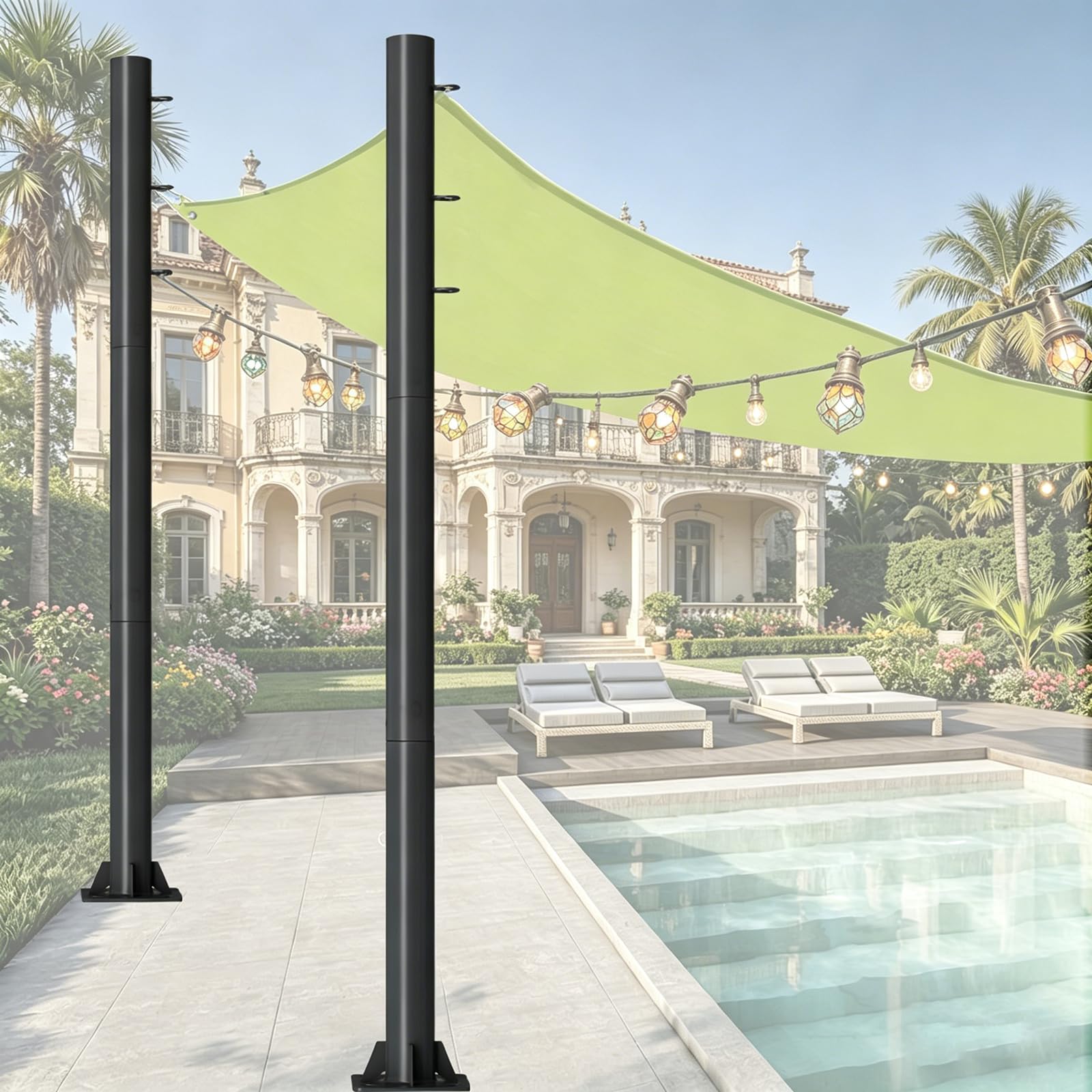YarPoole front view of both 10ft poles showing product ready to install and saving time