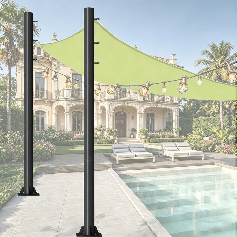 YarPoole front view of both 10ft poles showing product ready to install and saving time