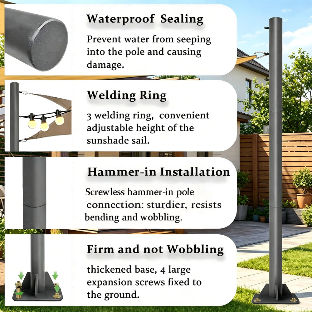 YarPoole triple welded top rings detail offering adjustable attachment points