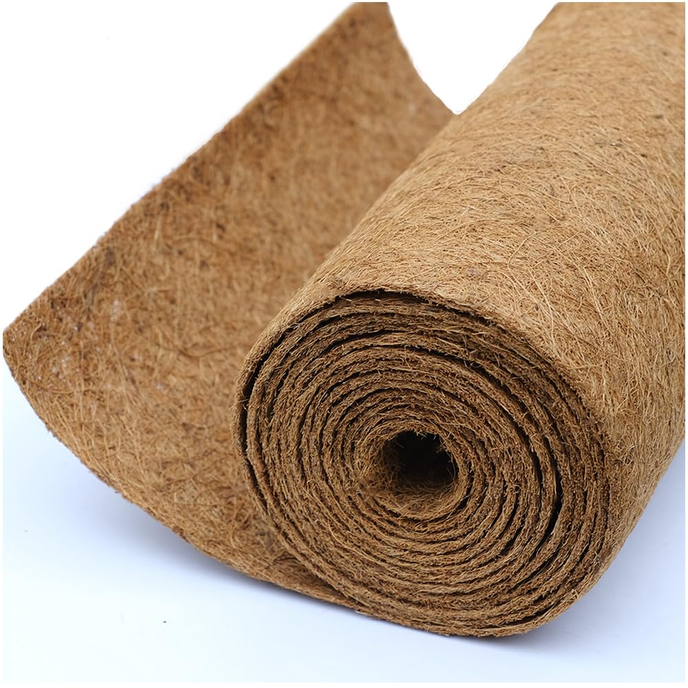 Yarrdfir front view of rolled coco coir liner showing natural fiber and coverage benefit