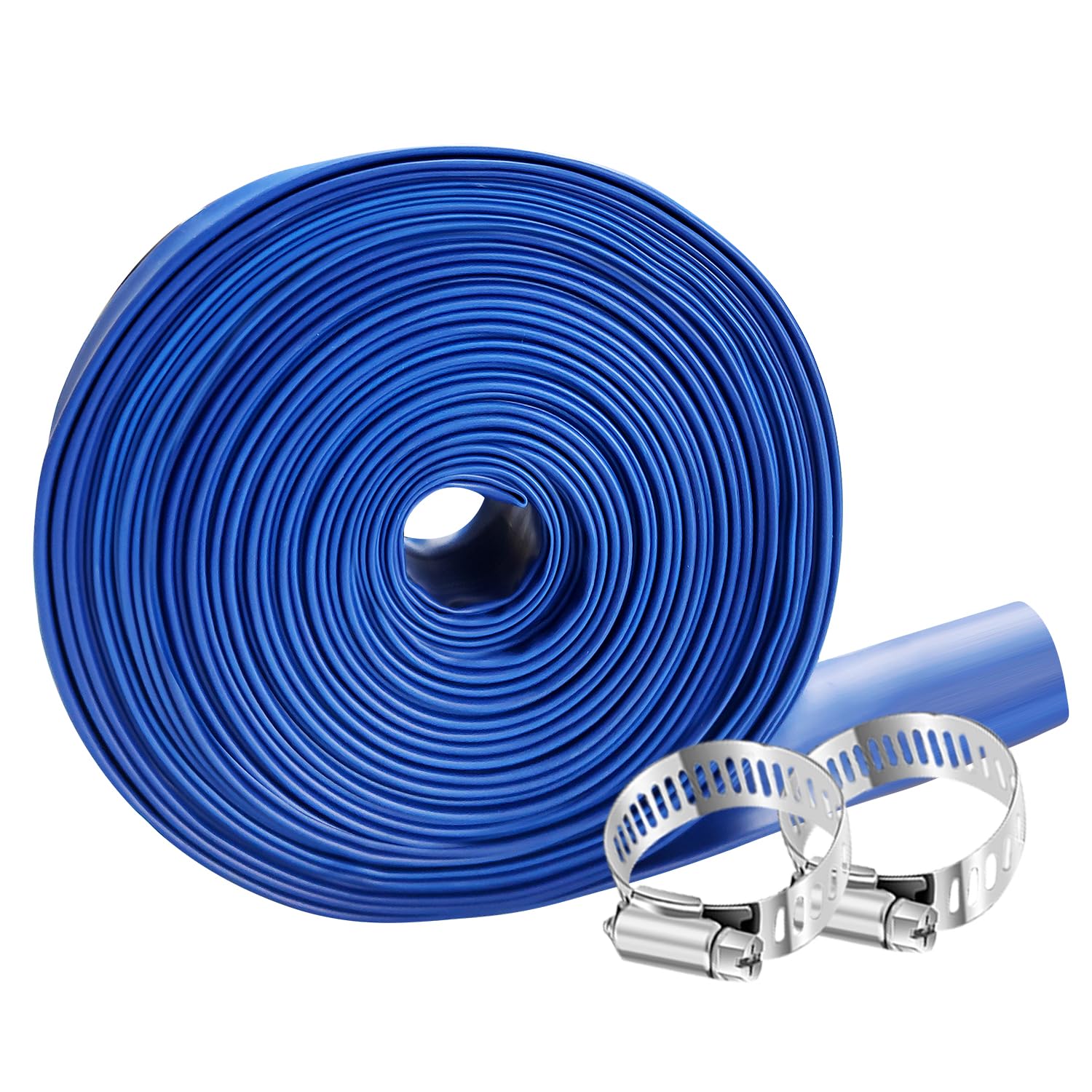 YASHINE front view of coiled pool hose showing size and color benefit