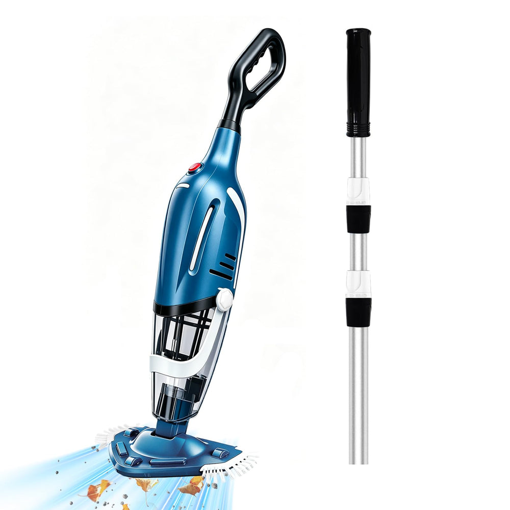 YASHINE front view of cordless pool vacuum showing compact design and portability benefit