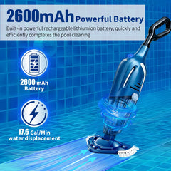 YASHINE handheld in use cleaning pool surface demonstrating quick spot-clean benefit
