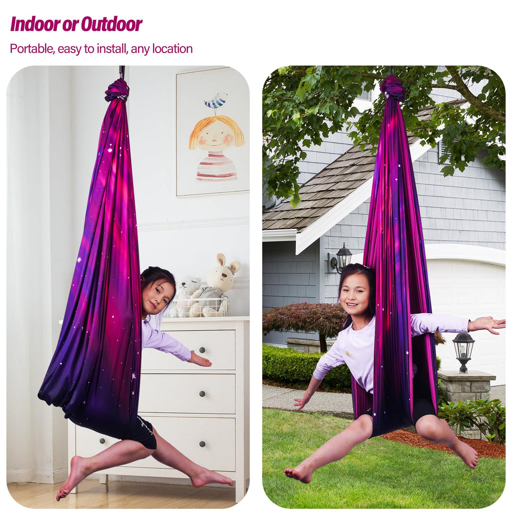 Yatoco swing hung in bedroom demonstrating relaxing home use