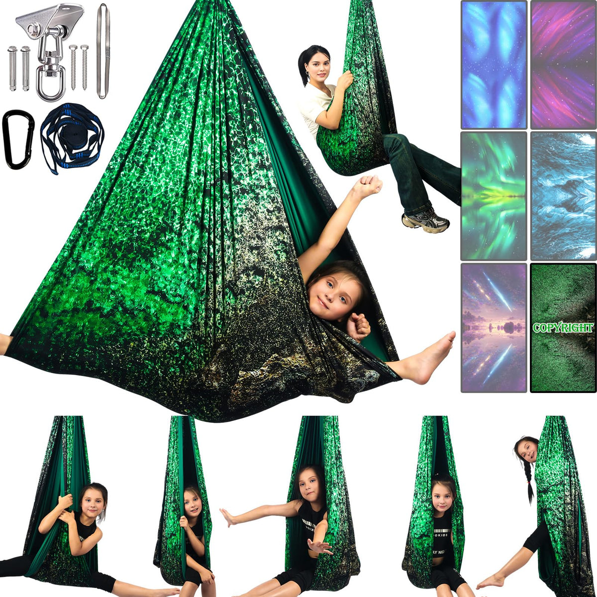 Yatoco front view of swing packaging showing product and benefits