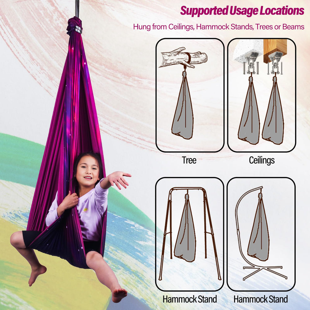 Yatoco swing beside chair to show 59 inch scale and usable space