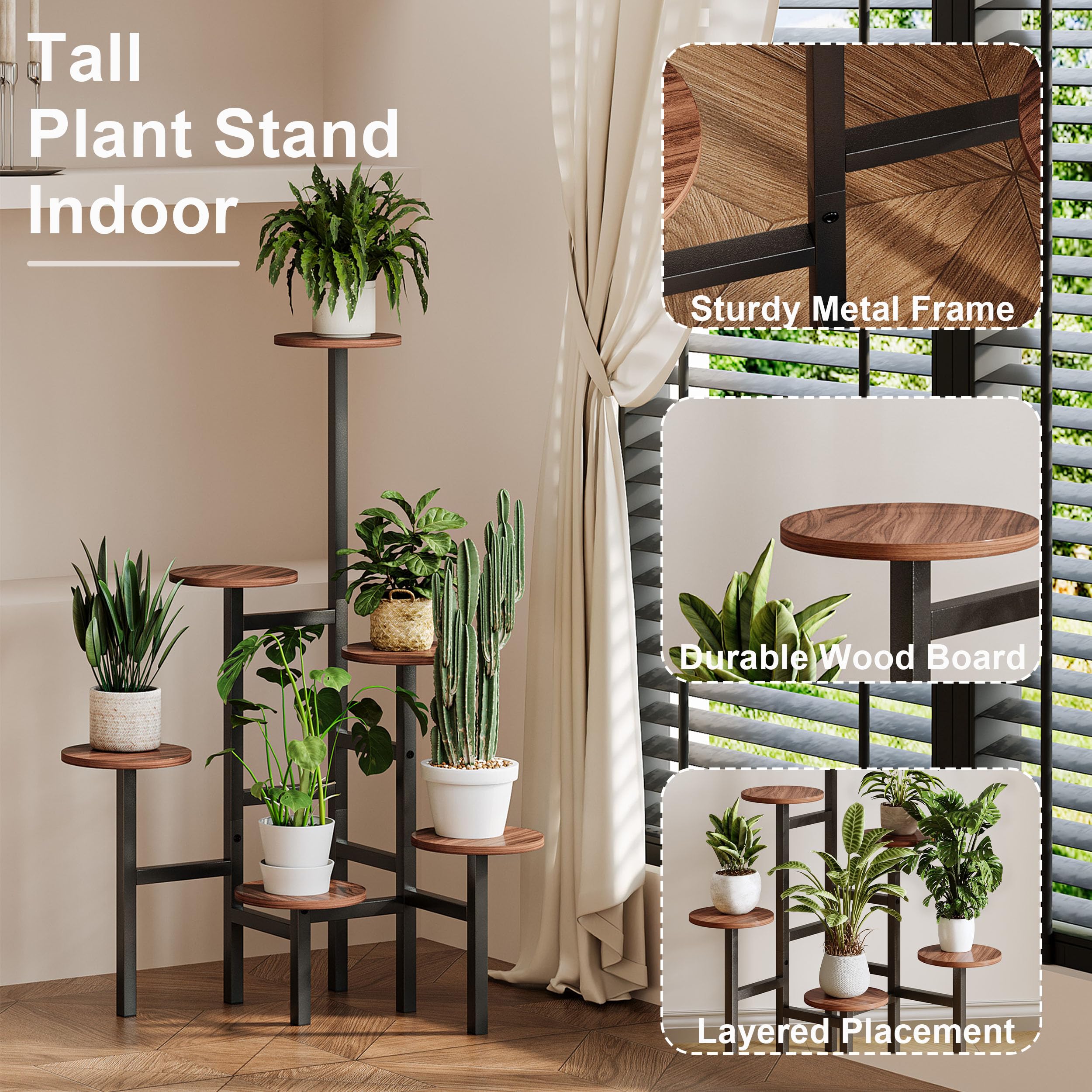 YAUKTAK plant stand in living room styled with plants and decor for aesthetic appeal
