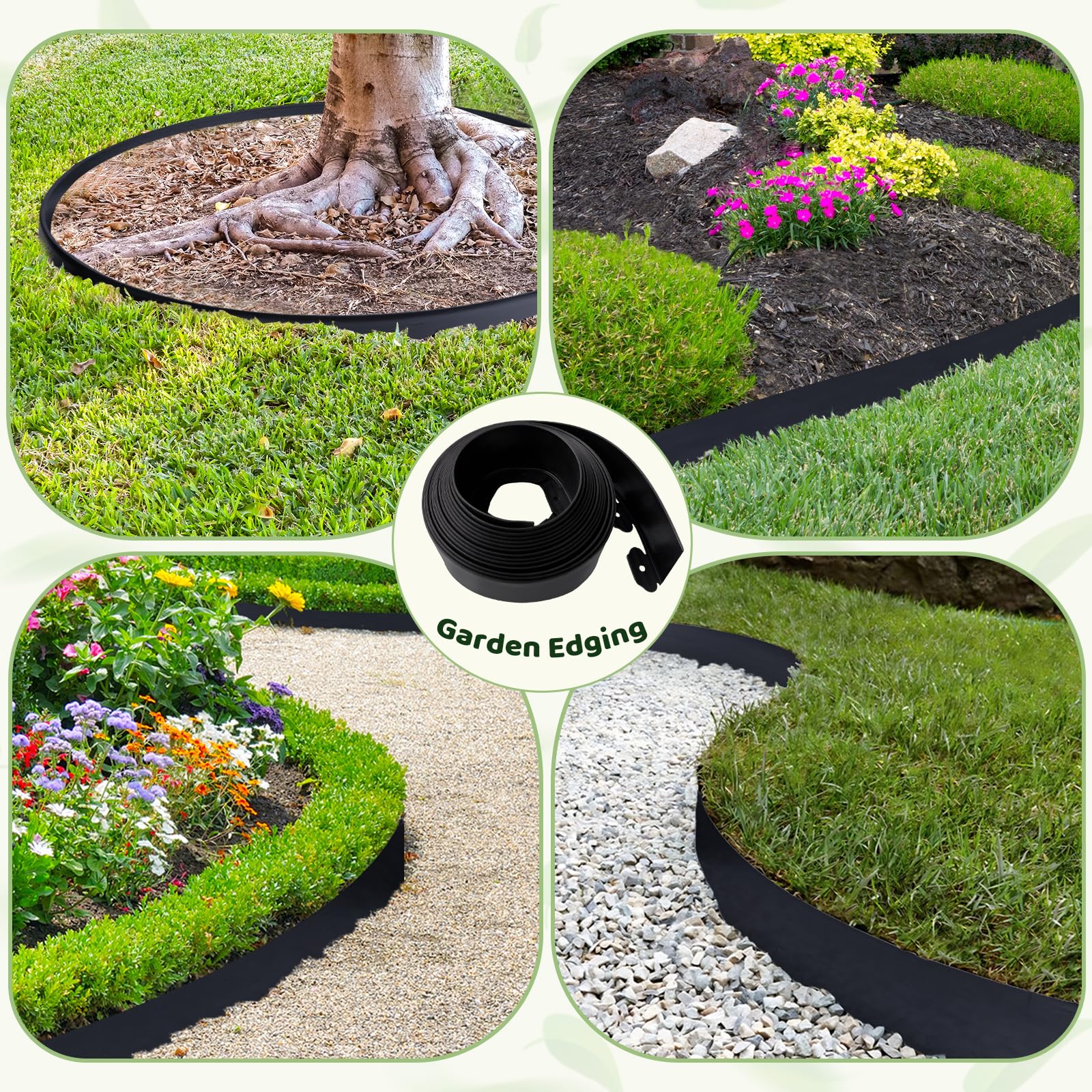Yawfold edging defining a pathway in a landscaped yard for cleaner maintenance