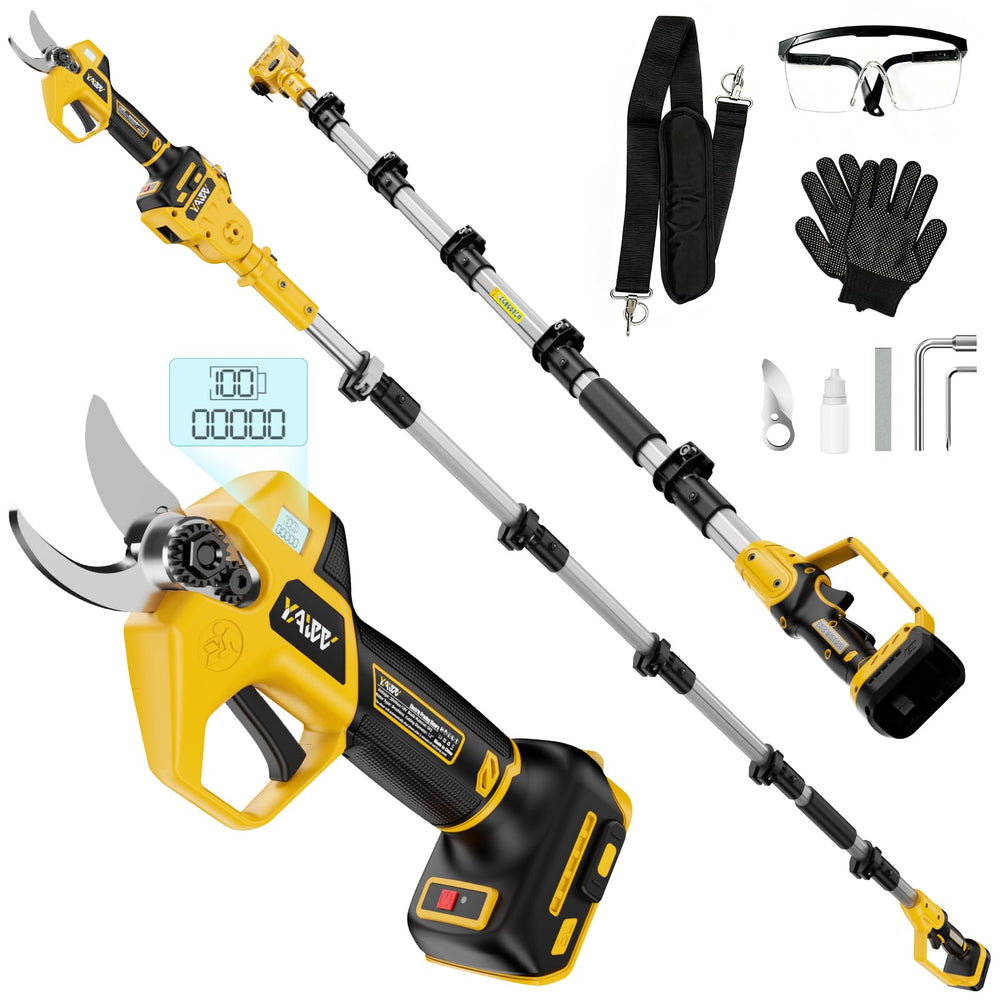 YAWV handheld pruner front view showing compact design and ergonomic grip, improved control