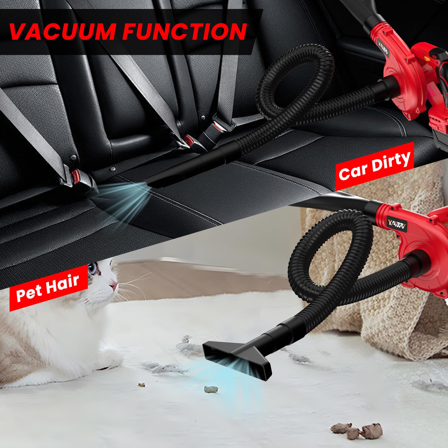 YAWV used in garage cleanup showing convenience for indoor and vehicle cleaning benefit