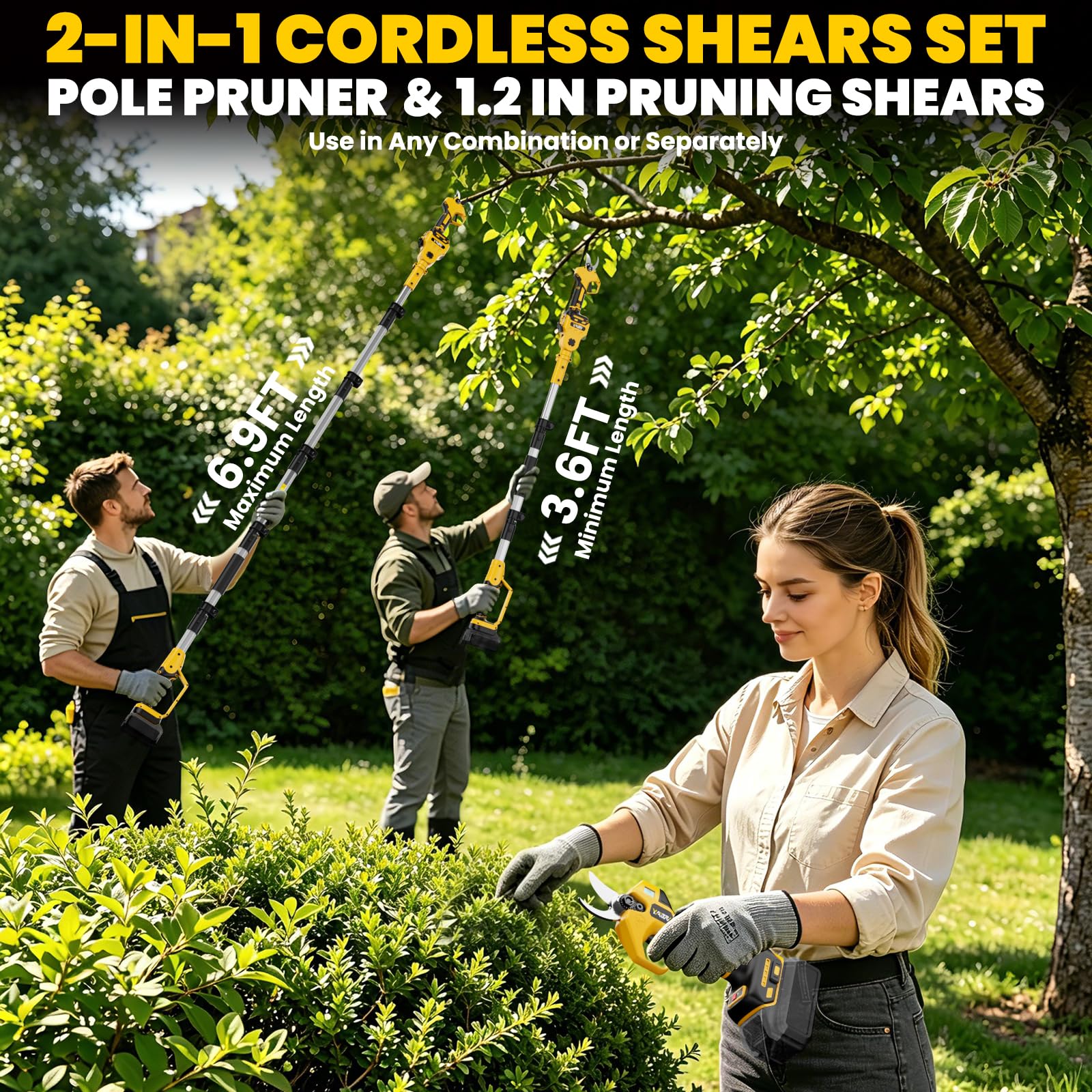 YAWV set laid out with pole sections and trimmer showing modular assembly and easy storage