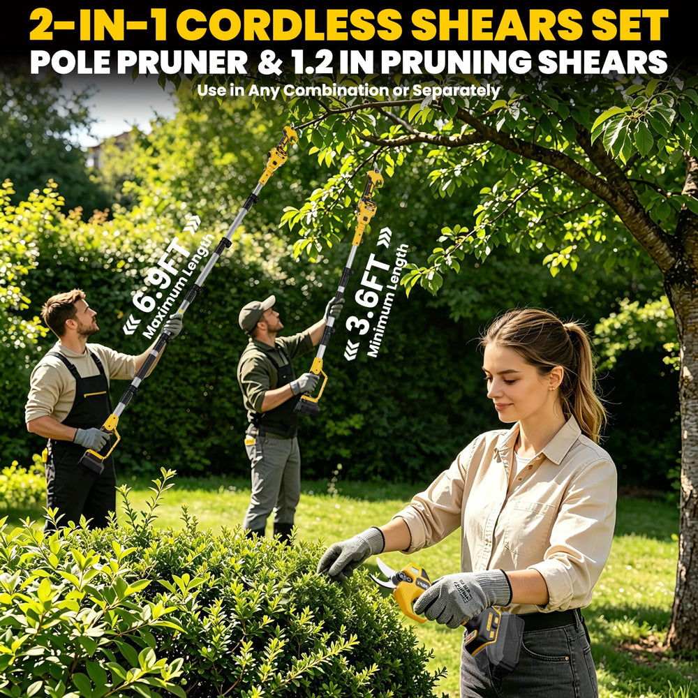 YAWV set laid out with pole sections and trimmer showing modular assembly and easy storage