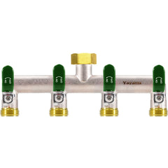 Yayamz front view splitter green showing four outlets and durable build for easy multi-hose use