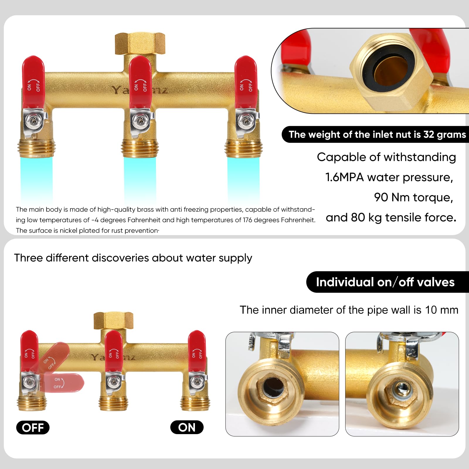 Yayamz inlet connection detail showing reinforced hex nut for high-pressure durability