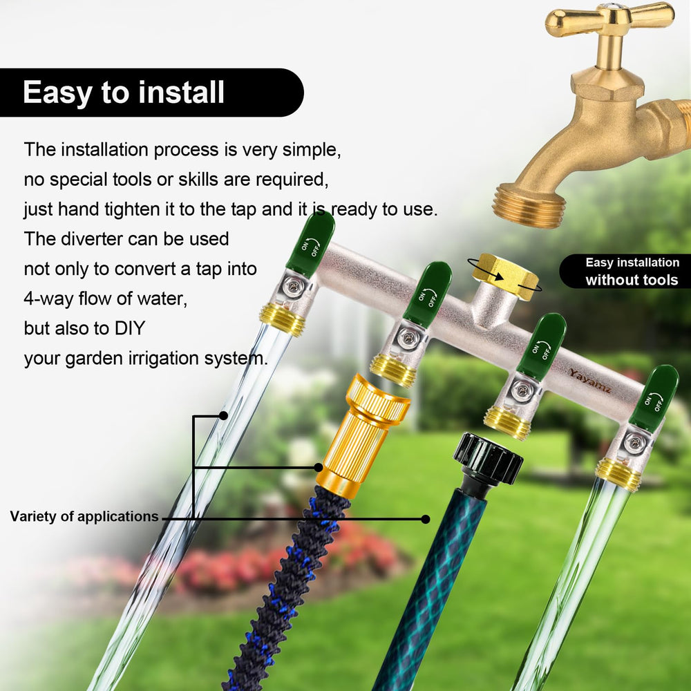 Yayamz lifestyle garden installation showing mounted splitter enabling multi-zone watering convenience