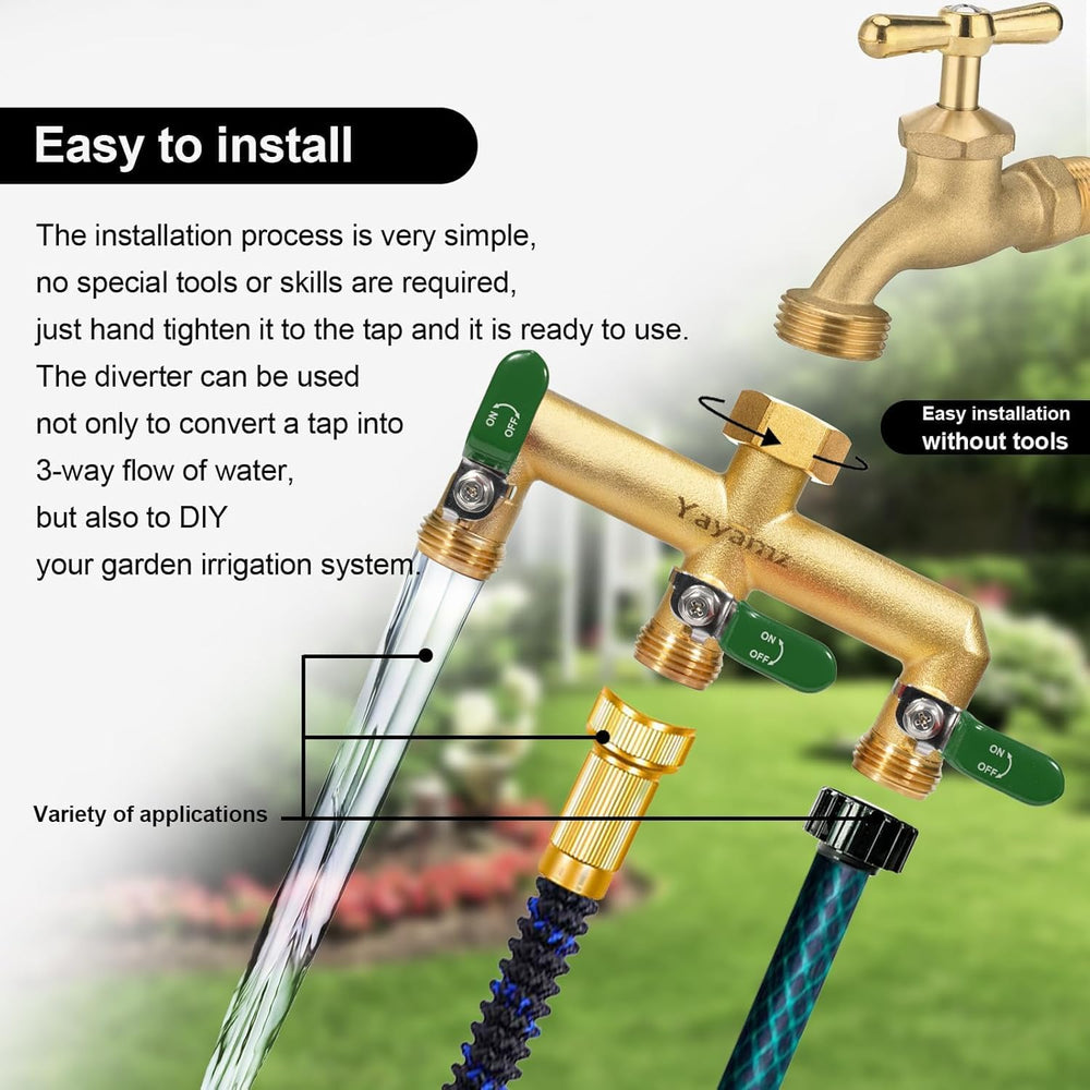 Yayamz in garden setting powering sprinkler and drip system for efficient watering