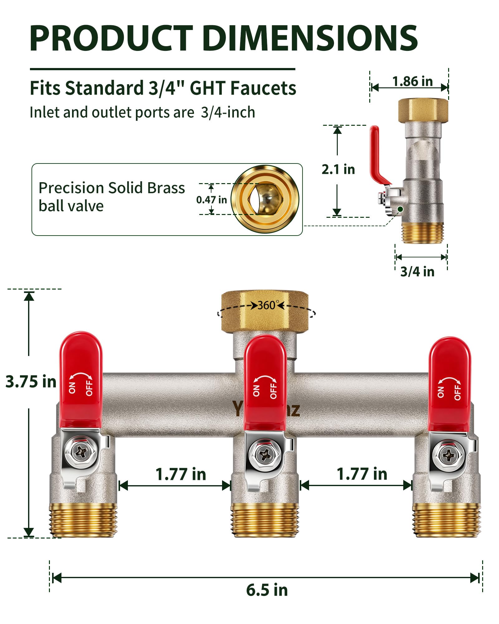 Yayamz retail packaging and label conveying product info and durable brass build