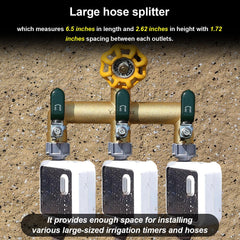 Yayamz side profile showing 1.77-inch outlet spacing for multiple timers and large couplings