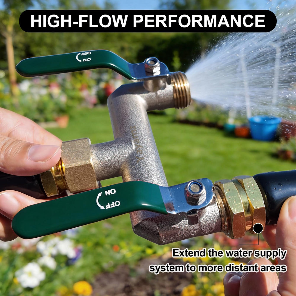 Yayamz side profile with two hoses attached illustrating reduced hose strain and clear outlet spacing
