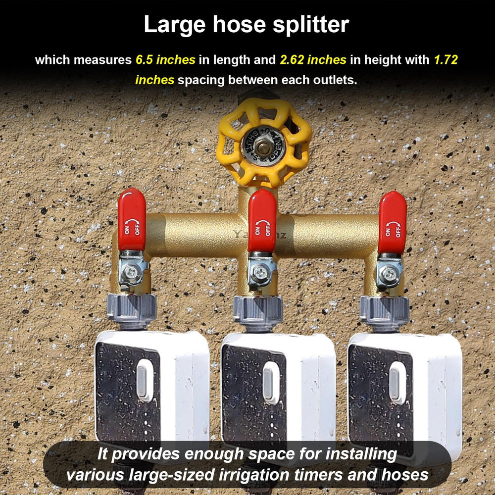 Yayamz top view showing 1.77-inch spout spacing for easy multi-hose attachment