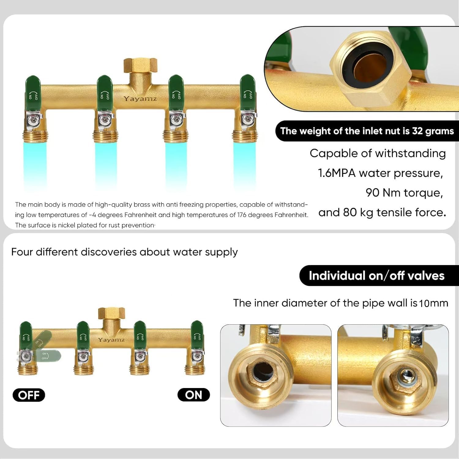 Yayamz valve handle detail with rubber cover for comfortable grip and control